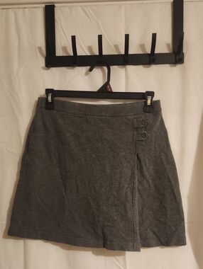 Lands' End Dark Gray Mini Skirt with Side Button Detail